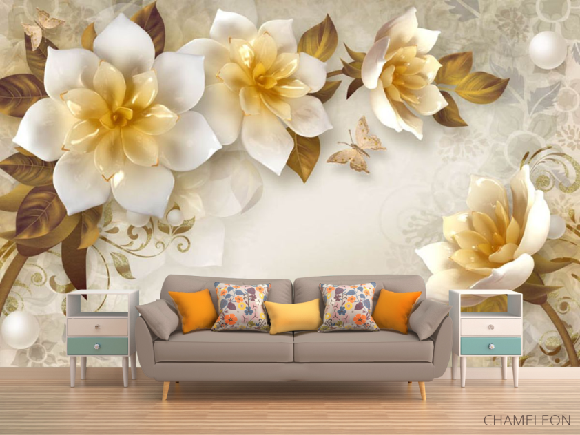 Фотообои Керамические 3д цветы - 1