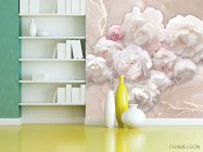 Фотошпалери Білі півонії з рожевим флюїдом - 3