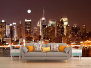 Фотообои Ночной причал, дома NY - 1