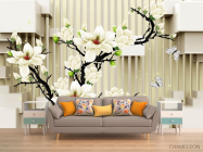 Фотообои Ветка 3д магнолии - 1