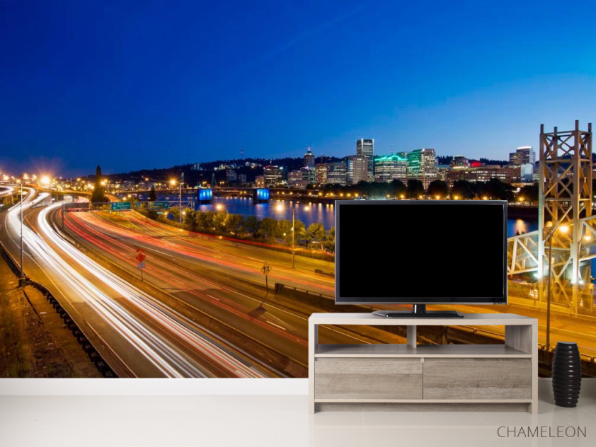 Фотообои Ночная яркая дорога - 2