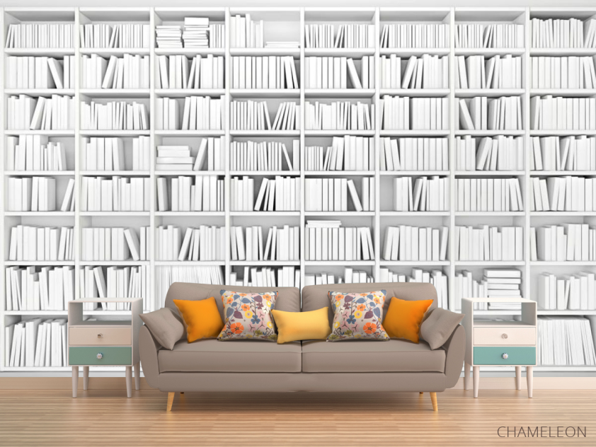 Фотообои белый книжный шкаф - 1