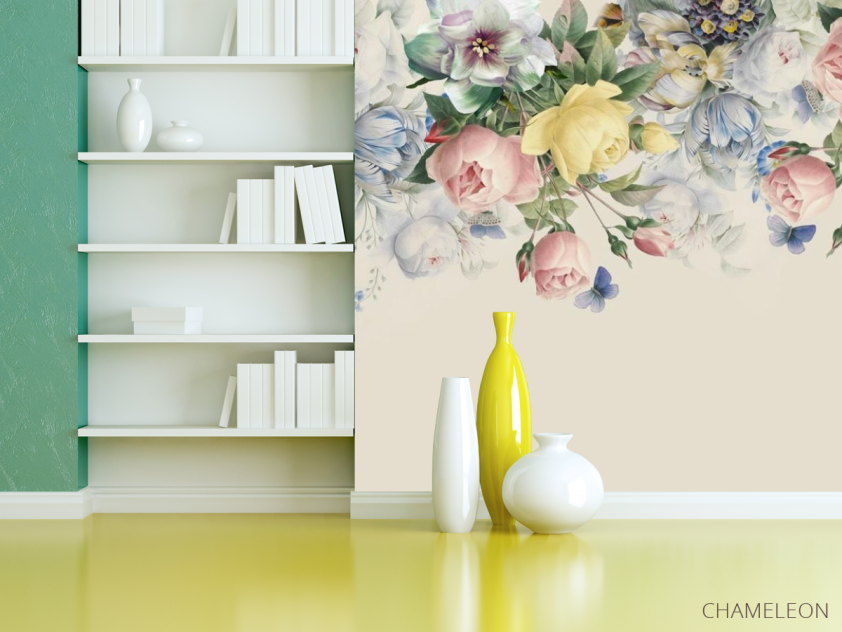 Фотошпалери Ніжні вінтажні квіти зі стелі - 3