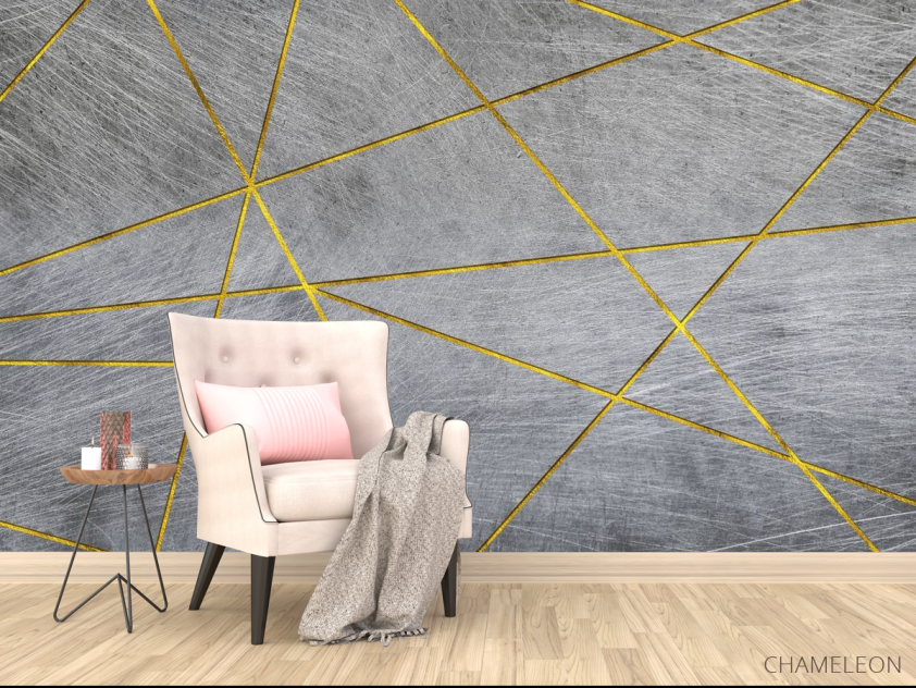 Фотообои 3д панели, золотые линии - 4