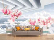 Фотообои 3д розовые ветви магнолии - 1