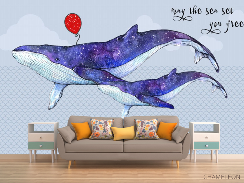 Фотообои Синие киты - 1