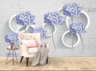 Фотообои 3д цветы голубые - 4