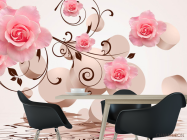 Фотошпалери 3D фігури з трояндами - 1