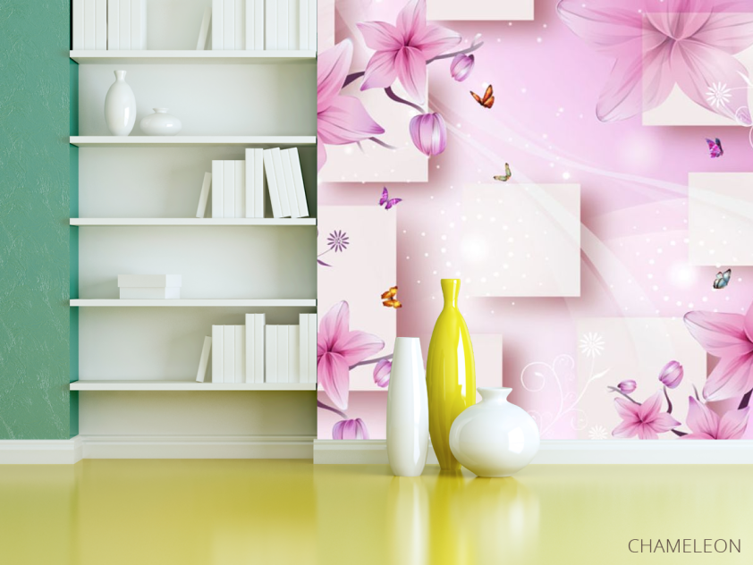 Фотошпалери 3д рожеві квіти - 3