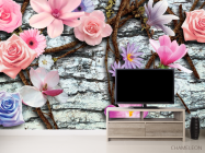 Фотообои Цветы на фоне стены - 2