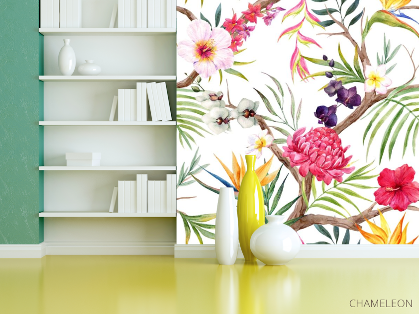 Фотообои рисунок листики и цветочки - 3