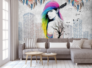 Фотообои цветные волосы и высотки - 3