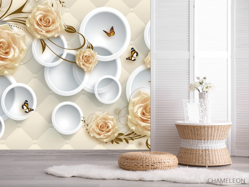 Фотошпалери Жовті троянди 3д - 2