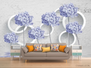 Фотообои 3д цветы голубые - 1