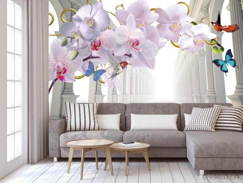 Фотообои 3d орхидея и корридор - 3