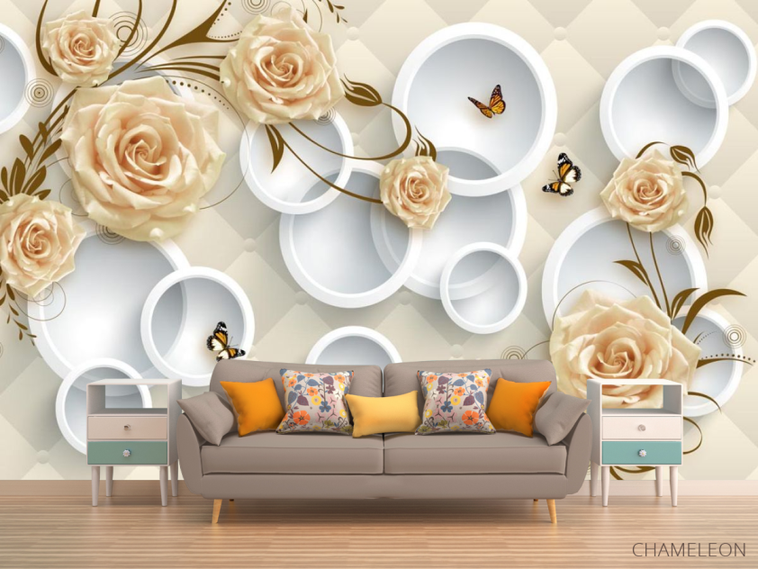 Фотообои Желтые 3д розы - 1