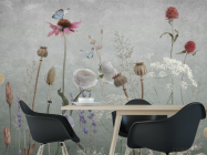 Фотошпалери польові дизайнерські квіти сірі - 1