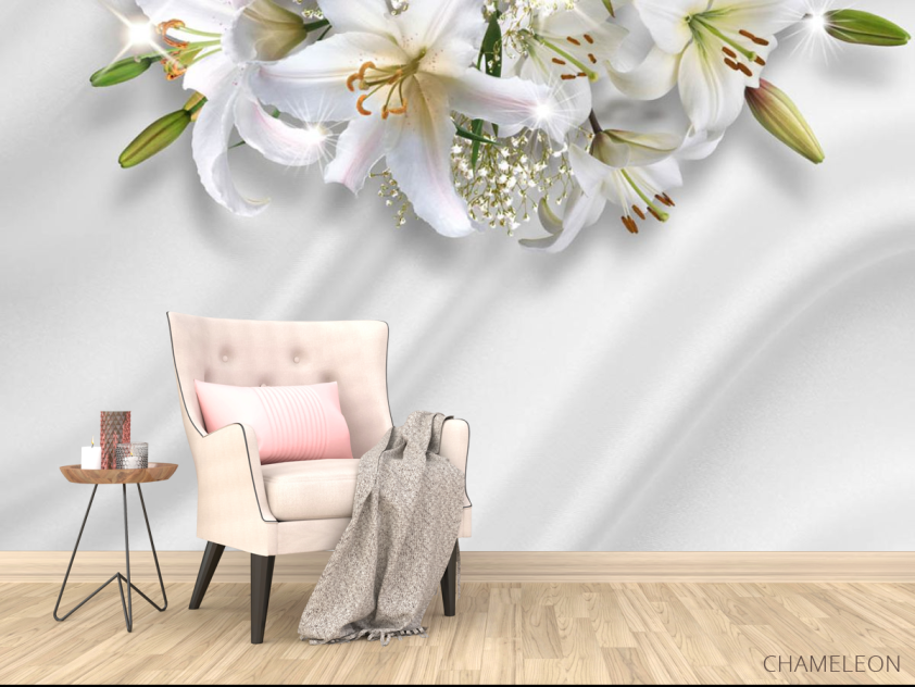 Фотообои Лилии на фоне атласа - 4