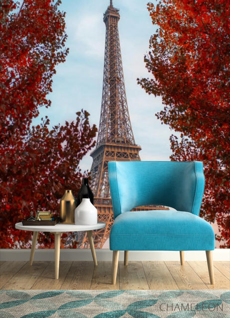 Фотообои красные деревья в Париже - 4