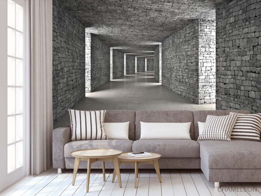 Фотообои Серый 3д тоннель - 3