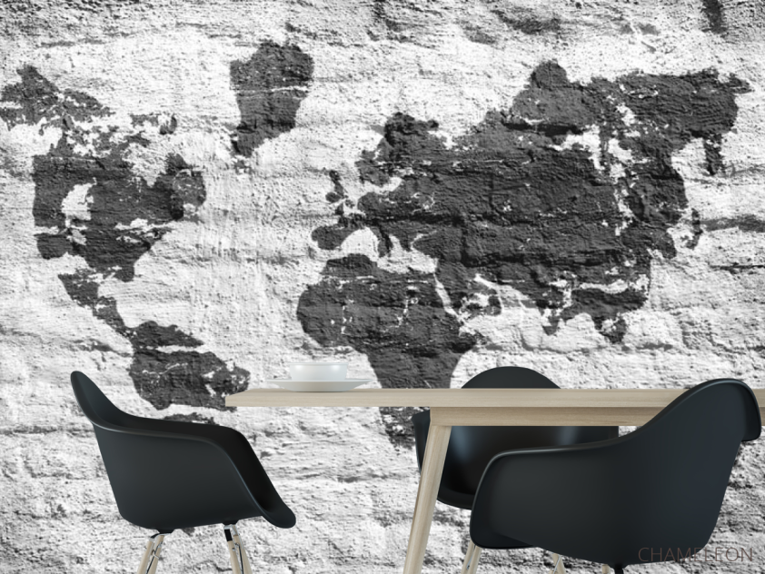 Фотошпалери Картами світу на тлі цегли - 1