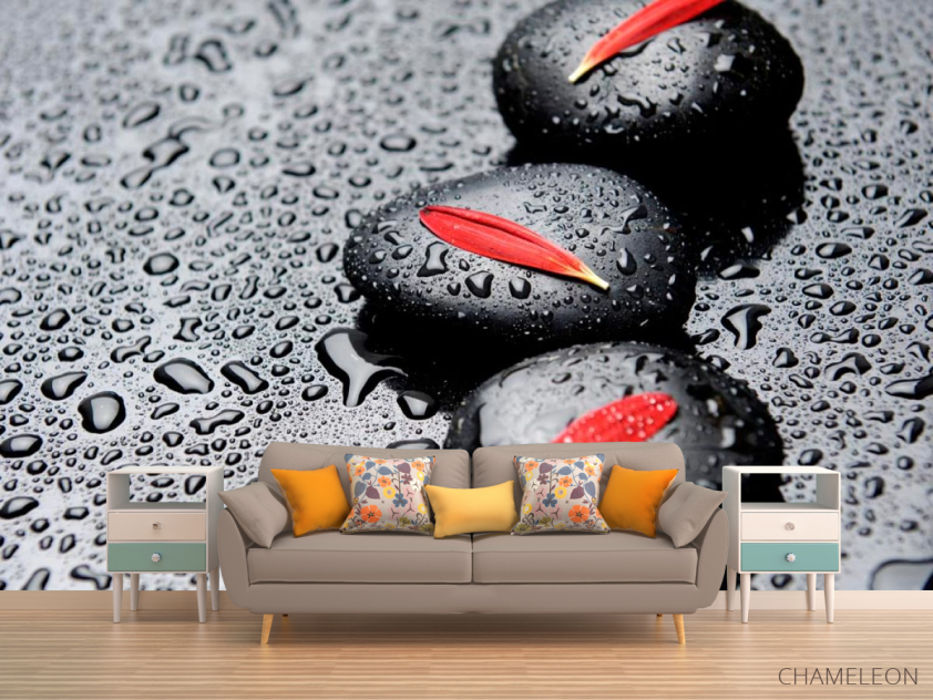 Фотообои Лепестки, камни, капли - 1