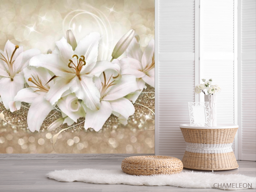 Фотошпалери Золоті лілії 3d - 2