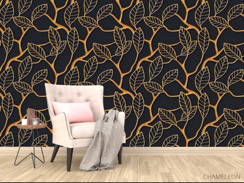 Фотообои Золотые листья 3д - 4