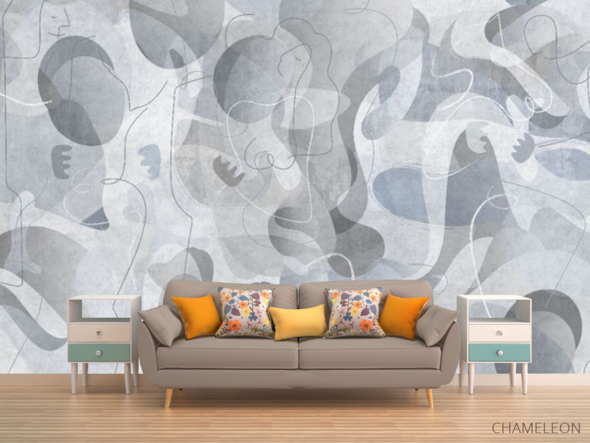 Фотообои Геометрические силуэты синяя - 1