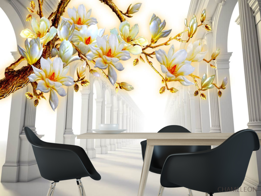 Фотошпалери Тунель з гілкою магнолії - 1