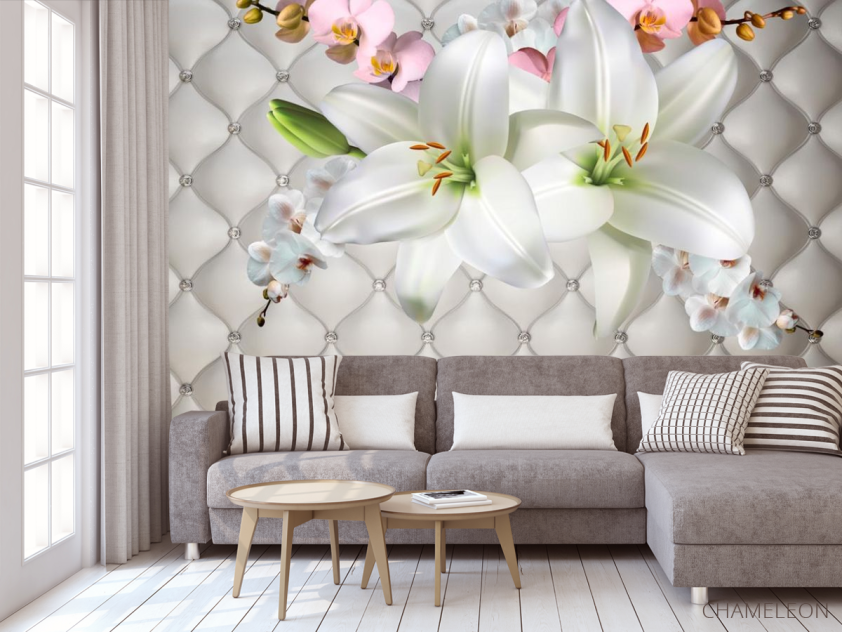 Фотообои Лилия на ткани - 3