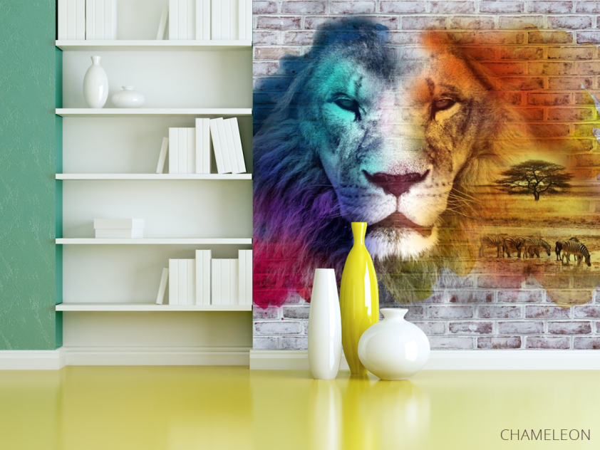 Фотошпалери Стіна 3д з левом - 3