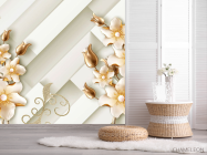 Фотошпалери Золоті квіти 3д - 2