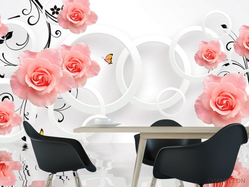 Фотошпалери 3D утоны троянд над водою - 1