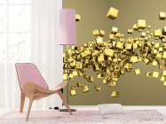 Фотошпалери Золоті 3d квадратики - 4