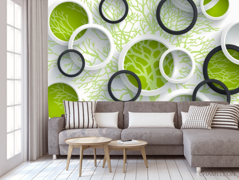 Фотообои Круги зелёные 3д - 3