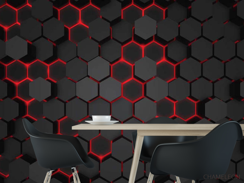 Фотошпалери чорні 3Д шестикутники - 1