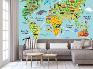 Фотообои Детская карта с животными - 3