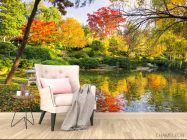 Фотообои осенний лес над озером - 4