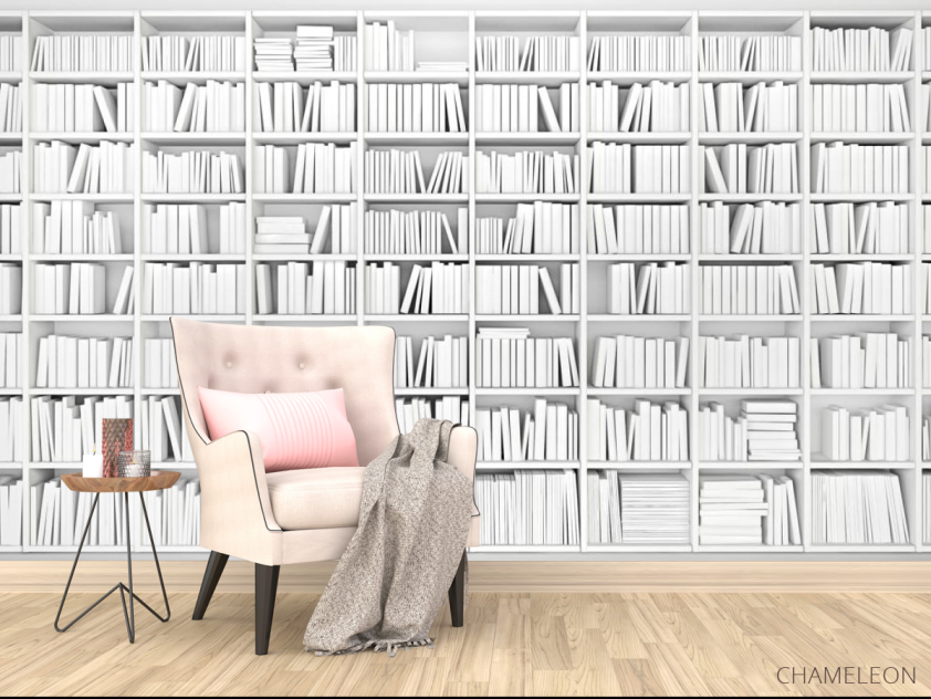 Фотообои белый книжный шкаф - 4
