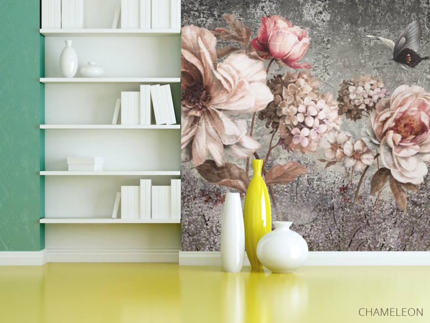 Фотошпалери Вінтажні коричневі квіти - 3