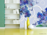 Фотошпалери сині орхідеї і метелики - 3