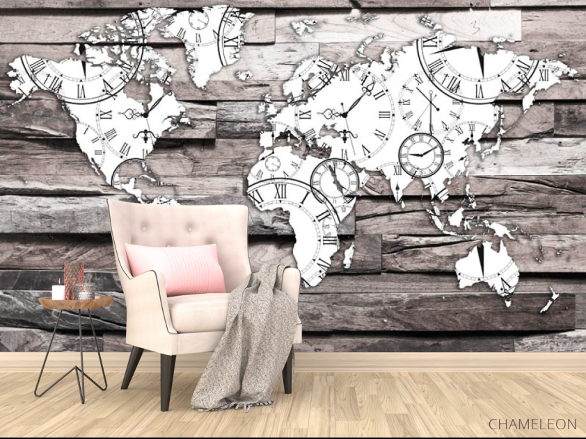 Фотообои 3d карта на фоне дерева - 4