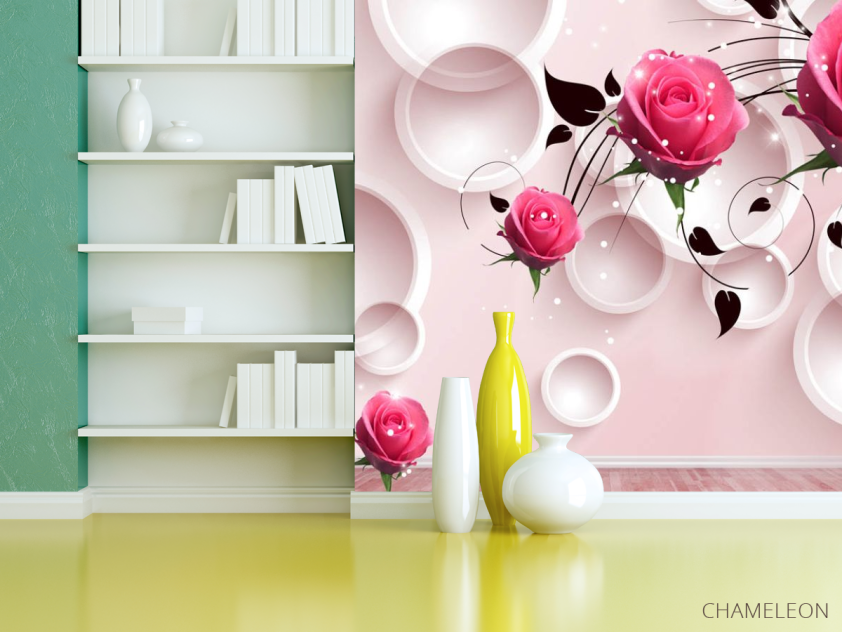 Фотошпалери 3д троянди і кола - 3