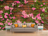 Фотообои чайная роза на кирпичной стене - 1
