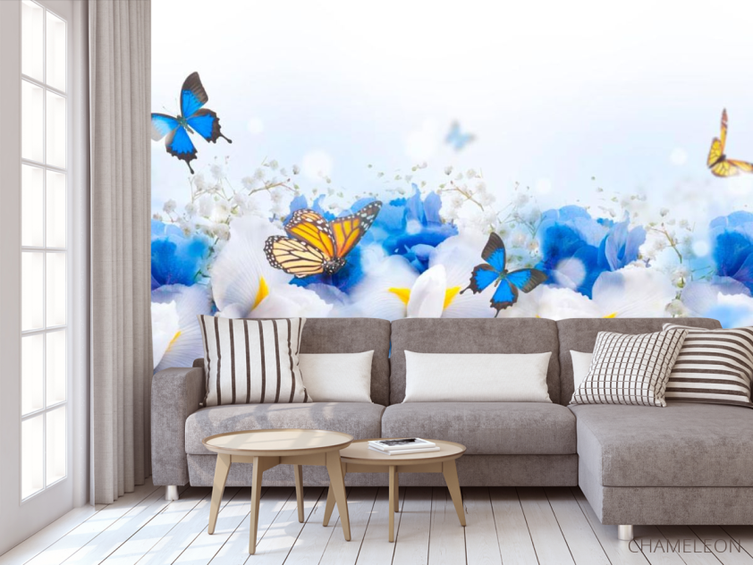 Фотообои Цветы с бабочками - 3