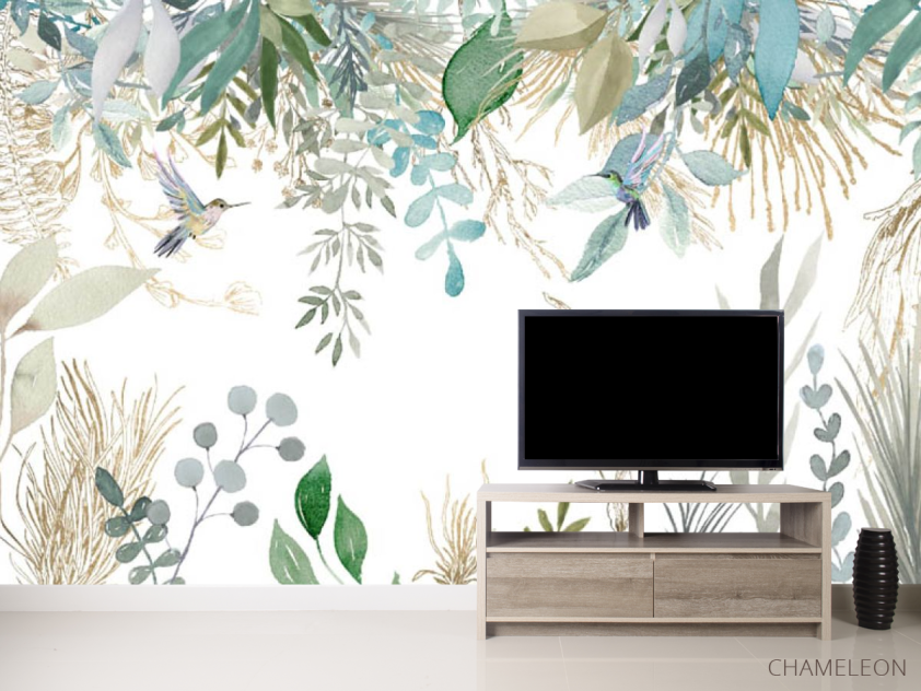 Фотообои Листья птропические и колибри - 2