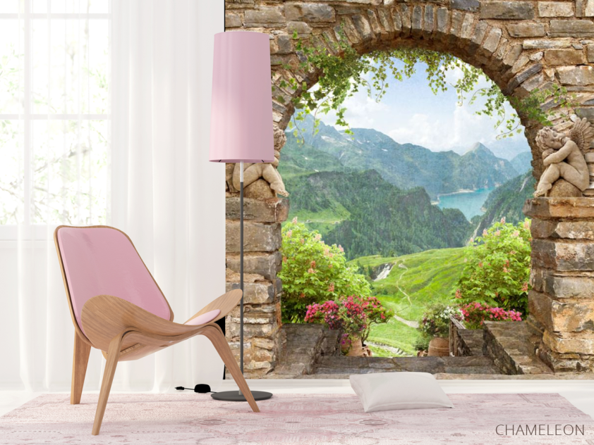 Фотообои Фреска с видом на горы - 4