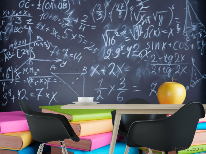 Фотошпалери Крейдована дошка та книги - 1