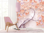 Фотошпалери 3д дерево персикового кольору - 4